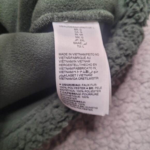 Amazon Essentials Jacket Large Green Sherpa Fleece Full Zip Colorblock Warm NEW - Picture 5 of 9